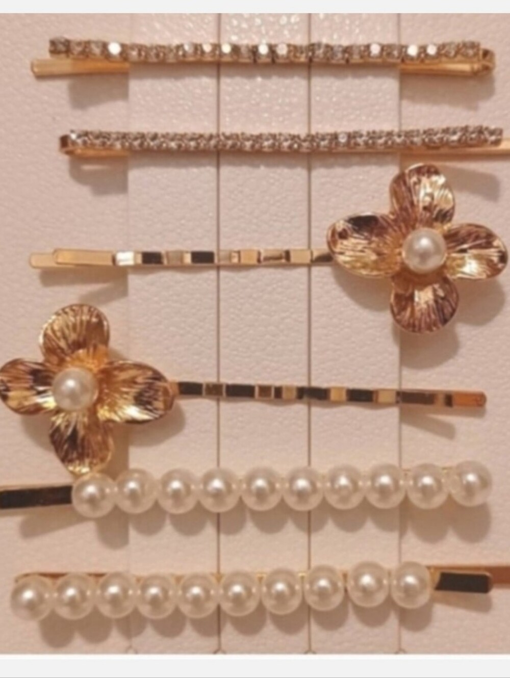 6 Vintage Style Gold Hair Clips, Pearl, Diamond, Flower Natasha (Nordstrom)